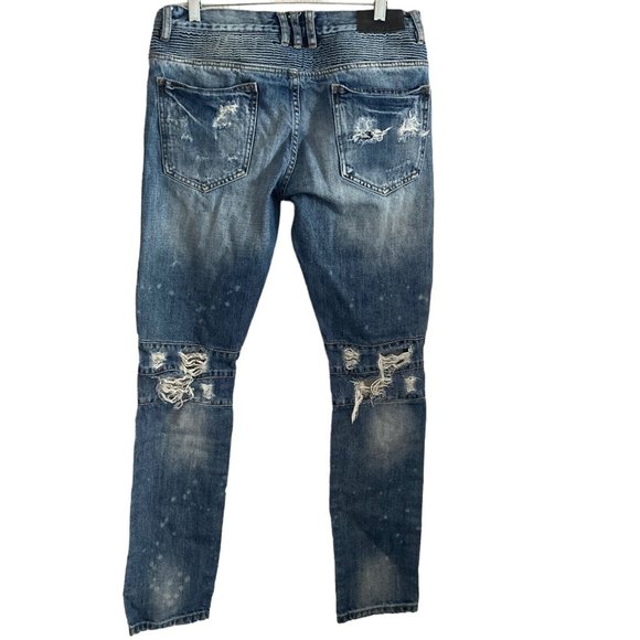 embellish jeans mens 32 Distressed Destroyed Tapered Skinny blue stretch - Picture 2 of 11